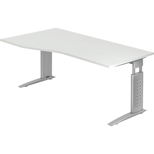 Freiformtisch TARVIS, B 1800 x T 800/1000 x H 680-860 mm, Gestell silber, lichtgrau