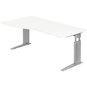 Freiformtisch TARVIS, B 1800 x T 800/1000 x H 680-860 mm, Gestell silber, weiß Freiformtisch TARVIS, B 1800 x T 800/1000 x H 680-860 mm, Gestell silber, weiß