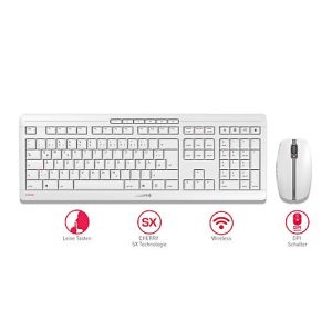 Funktastatur mit Maus CHERRY STREAM DESKTOP, extraleise QWERTZ-Tastatur, Maus mit 6 Tasten & Scrollrad, 1000-2400 dpi, bis 10 m, USB-Empfänger, weiß