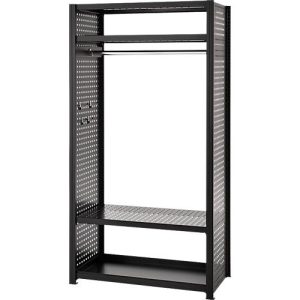 Garderoben-Steckregal ORDO Flex, multifunktional, 2 Fachböden, Wannenboden, Kleiderstange, Feldlast 1200 kg, B 1060 x T 535 x H 2000 mm, tiefschwarz RAL 9005 Garderoben-Steckregal ORDO Flex, multifunktional, 2 Fachböden, Wannenboden, Kleiderstange, Feldlast 1200 kg, B 1060 x T 535 x H 2000 mm, tiefschwarz RAL 9005
