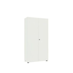 Garderobenschrank, 5 OH, 4 Fachböden, Mitteltrennwand & Kleiderstange, abschließbar, ohne Akustikfront, B 800 x T 450 x H 1930 mm, Spanplatte, weiß Garderobenschrank, 5 OH, 4 Fachböden, Mitteltrennwand & Kleiderstange, abschließbar, ohne Akustikfront, B 800 x T 450 x H 1930 mm, Spanplatte, weiß