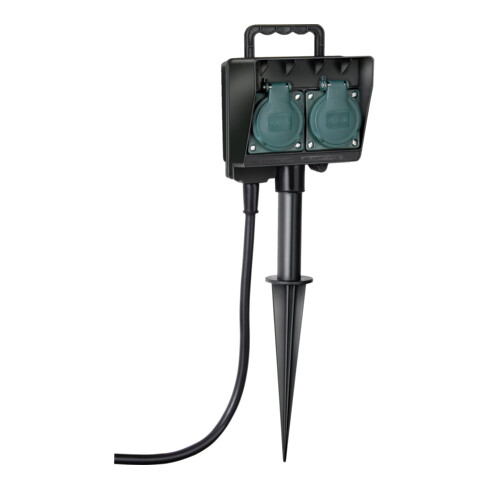 Gartensteckdose mit Erdspieß IP44 2-fach 1,4m H07RN-F 3G1,5