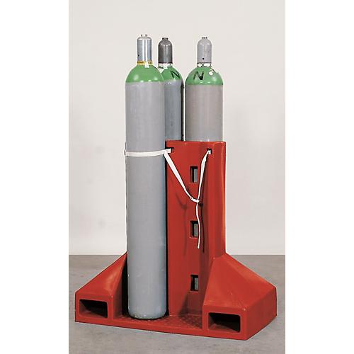 Gasflaschen-Transportgestell, Polyethylen, B 1120 x T 600 x H 1100 mm, bis 320 kg, 4 Flaschen Ø 230 mm, mit Staplertaschen