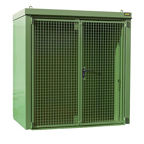 Gasflaschencontainer BAUER GFC-B M1, B 1175 x T 2120 x H 2265, für 28 Gasflaschen, feuerbeständig, abschließbar, grün