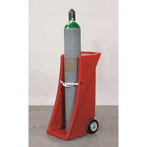 Gasflaschenwagen, Polyethylen, B 495 x T 627 x H 1110 mm, bis 80 kg, 1 Flasche Ø 320 mm, Zurrband zur Flaschensicherung Gasflaschenwagen, Polyethylen, B 495 x T 627 x H 1110 mm, bis 80 kg, 1 Flasche Ø 320 mm, Zurrband zur Flaschensicherung