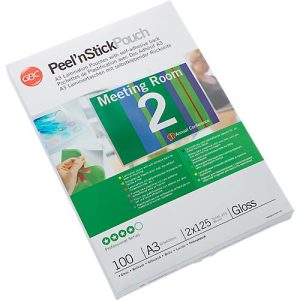 GBC® Laminierfolien Peel`nStick Pouch, selbstklebend, DIN A3, 100 Stück GBC® Laminierfolien Peel`nStick Pouch, selbstklebend, DIN A3, 100 Stück