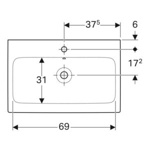 Geberit Waschtisch iCon mit Hahnloch, mit Überlauf 750 x 485 mm weiß