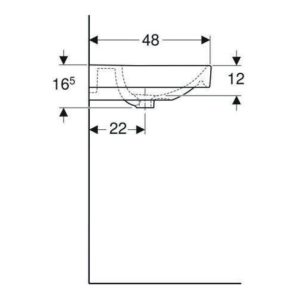 Geberit Waschtisch Square SMYLE mit Hahnloch, mit Überlauf 600 x 480 mm weiß Geberit Waschtisch Square SMYLE mit Hahnloch, mit Überlauf 600 x 480 mm weiß