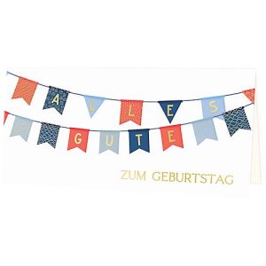 Geburtstagskarte Korsch Alles Gute zum Geburtstag, mit buntem Motiv & Umschlägen, Querformat, B 206 x H 103 mm, Karton, naturweiß, 10 Stück