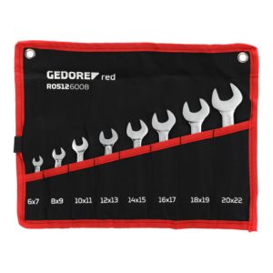 Gedore red Doppelmaulschlüssel Satz, Set 8-tlg, SW 6-22 mm, metrisch, kurz, Schraubenschlüssel Set mit Rolltasche, R05126008 Gedore red Doppelmaulschlüssel Satz, Set 8-tlg, SW 6-22 mm, metrisch, kurz, Schraubenschlüssel Set mit Rolltasche, R05126008