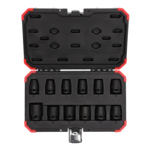 Gedore red Schlagschrauber-Steckschlüssel-Satz, Set 12-tlg, 1/2″, 6-kant Nuss, SW 10-24 mm, für KFZ/Auto, R63003012