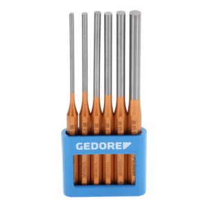 Gedore Splinttreiber-Satz inkl. PVC-Halter, 6-teilig, 3 – 10 mm, lange Form, Stahl/Lackierung, Silber/Kupfer Gedore Splinttreiber-Satz inkl. PVC-Halter, 6-teilig, 3 – 10 mm, lange Form, Stahl/Lackierung, Silber/Kupfer