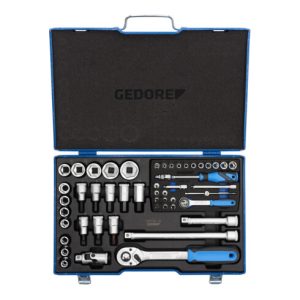 Gedore Steckschlüsselsatz, Set 50-teilig, 1/4 + 1/2 Zoll, Werkzeug, Nüsse Knarre Bits, für KFZ, 19 V20 U10, Blau Gedore Steckschlüsselsatz, Set 50-teilig, 1/4 + 1/2 Zoll, Werkzeug, Nüsse Knarre Bits, für KFZ, 19 V20 U10, Blau