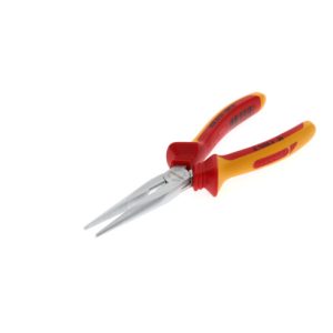 Gedore VDE Flachrundzange, Elektronik, lange Backen, gezahnt, gerade, induktiv gehärtet, Länge 200 mm, VDE 8132-200 H Gedore VDE Flachrundzange, Elektronik, lange Backen, gezahnt, gerade, induktiv gehärtet, Länge 200 mm, VDE 8132-200 H