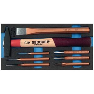 Gedore Werkzeugeinlage 1500 CT1-350, 1/3 Modul, inkl. Schlagwerkzeugsortiment, 8-tlg., B 157,5 x T 310 x H 35 mm, Schaumstoff, schwarz/blau Gedore Werkzeugeinlage 1500 CT1-350, 1/3 Modul, inkl. Schlagwerkzeugsortiment, 8-tlg., B 157,5 x T 310 x H 35 mm, Schaumstoff, schwarz/blau
