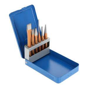 Gedore Werkzeugsatz, Set 6-teilig, gefüllt, in Metallkassette, Meißel, Körner, Treiber, Werkzeug 106 D