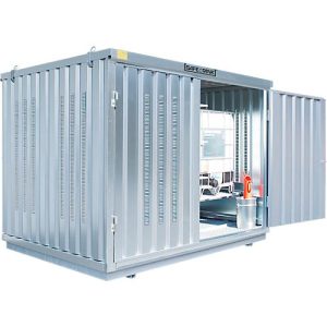 Gefahrstoffcontainer Säbu SAFE TANK 1000 KTC, für 2 x 1000 l IBC, passive Lagerung, mit Lüftungskiemen, Auffangwanne & Gitterrost, B 3050 × T 2170 × H 2310 mm Gefahrstoffcontainer Säbu SAFE TANK 1000 KTC, für 2 x 1000 l IBC, passive Lagerung, mit Lüftungskiemen, Auffangwanne & Gitterrost, B 3050 × T 2170 × H 2310 mm