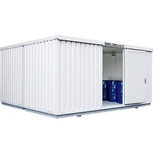 Gefahrstoffcontainer SAFE Tank 4000, isoliert, RAL 9002 grauweiß, B 5080 x T 4340 x H 2520 mm Gefahrstoffcontainer SAFE Tank 4000, isoliert, RAL 9002 grauweiß, B 5080 x T 4340 x H 2520 mm