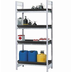 Gefahrstoffregal asecos RSW 1064, B 1060 x T 640 x H 2000 mm, 4 höhenverstellbare 28 l PE-Auffangwannen Gefahrstoffregal asecos RSW 1064, B 1060 x T 640 x H 2000 mm, 4 höhenverstellbare 28 l PE-Auffangwannen