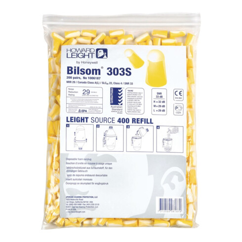 Gehörschutzstöpsel Bilsom 303S EN 352-2 SNR 33 dB Nachfüllpack 200 PA/Pack,Gr.S