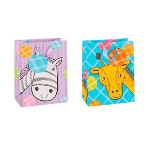 Geschenktüte Tiermotiv Zebra/Giraffe, Format A5, mit Trageband & Beschriftungsschild, B 180 x T 100 x H 230 mm, PP-Folie, lila-blau, 12 Stück sortiert Geschenktüte Tiermotiv Zebra/Giraffe, Format A5, mit Trageband & Beschriftungsschild, B 180 x T 100 x H 230 mm, PP-Folie, lila-blau, 12 Stück sortiert