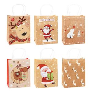 Geschenktüten Weihnachten TSI Serie 1, 6 verschiedene Motive, medium, B 180 x T 100 x H 230 mm, 100 % recycelbar, Kraftpapier, sandbeige, 12 Stück Geschenktüten Weihnachten TSI Serie 1, 6 verschiedene Motive, medium, B 180 x T 100 x H 230 mm, 100 % recycelbar, Kraftpapier, sandbeige, 12 Stück