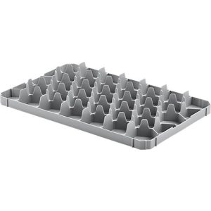 Gläsereinsatz Ringoplast, für Gläser- & Eurokästen, 33er, unten, lebensmittelecht, stapelbar, B 365 x H 55 mm, Kunststoff, hellgrau