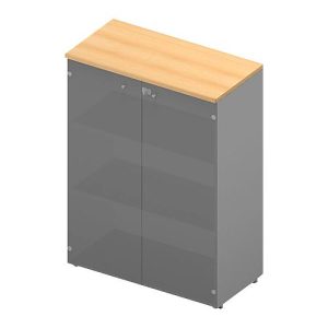 Glastürenschrank ARLON OFFICE, 3 Ordnerhöhen, Glastüren ohne Rahmen, B 900 x T 450 x H 1232 mm, Buche-Dekor/alu Glastürenschrank ARLON OFFICE, 3 Ordnerhöhen, Glastüren ohne Rahmen, B 900 x T 450 x H 1232 mm, Buche-Dekor/alu