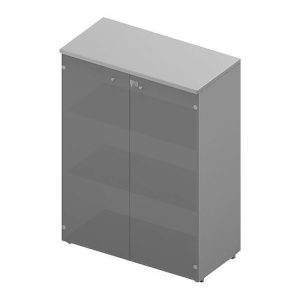 Glastürenschrank ARLON OFFICE, 3 Ordnerhöhen, Glastüren ohne Rahmen, B 900 x T 450 x H 1232 mm, lichtgrau/alu Glastürenschrank ARLON OFFICE, 3 Ordnerhöhen, Glastüren ohne Rahmen, B 900 x T 450 x H 1232 mm, lichtgrau/alu