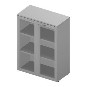 Glastürenschrank ARLON OFFICE, 3 Ordnerhöhen, Türen mit Rahmen, B 900 mm, lichtgrau/alu Glastürenschrank ARLON OFFICE, 3 Ordnerhöhen, Türen mit Rahmen, B 900 mm, lichtgrau/alu