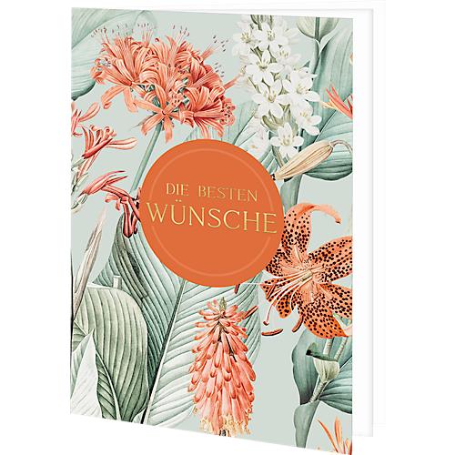 Glückwunschkarte Korsch Die besten Wünsche, mit buntem Motiv & Umschlägen, Hochformat, B 115 x H 170 mm, Karton, reinweiß, 10 Stück