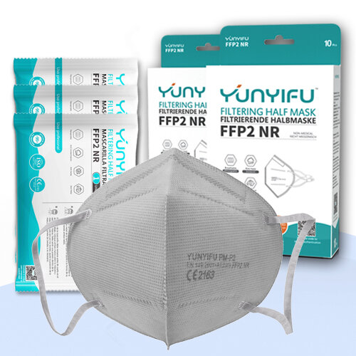 YUNYIFU 10 Feinstaubmasken FFP2 grau