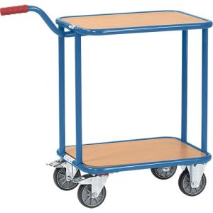 Griffroller, mit 2 Holzplattformen, L 600 x B 450 mm, bis 250 kg, Stahlrohr, blau Griffroller, mit 2 Holzplattformen, L 600 x B 450 mm, bis 250 kg, Stahlrohr, blau