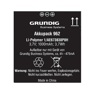 Grundig Akku 962, Li-Polymer, 1.000 mAh, für Digta 7-Serie, 3,7 V Grundig Akku 962, Li-Polymer, 1.000 mAh, für Digta 7-Serie, 3,7 V