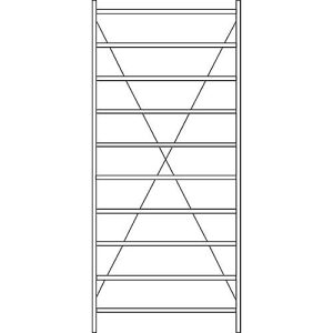 Grundregal R 3000, 10 Böden, B 1345 mm x T 600 mm, Böden lackiert Grundregal R 3000, 10 Böden, B 1345 mm x T 600 mm, Böden lackiert