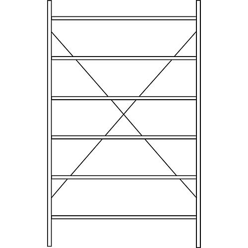 Grundregal R 3000, 6 Böden, B 1345 mm x T 500 mm, Böden lackiert