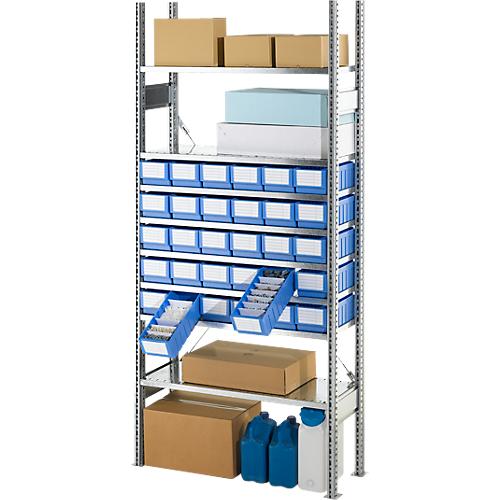 Grundregal R 3000, Komplettregal 1,055 m, 1 Grundfeld inkl. 8 Böden und 30 Regalkästen RK 421