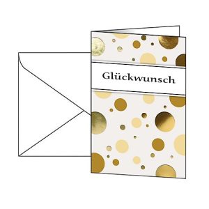 Grußkarte Sigel „Golden Bubble“, Format B6, 115 x 170 mm, mit weißen & gummierten Umschlägen, FSC®-Glanzkarton mit Goldprägung, 10 Stück Grußkarte Sigel „Golden Bubble“, Format B6, 115 x 170 mm, mit weißen & gummierten Umschlägen, FSC®-Glanzkarton mit Goldprägung, 10 Stück