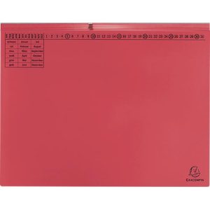 Hängehefter Exacompta, für 2 x Rechtsheftung, gefalzt, Dehnfalte, Organisationsdruck, Recycling-Karton, rot, 25 Stück Hängehefter Exacompta, für 2 x Rechtsheftung, gefalzt, Dehnfalte, Organisationsdruck, Recycling-Karton, rot, 25 Stück