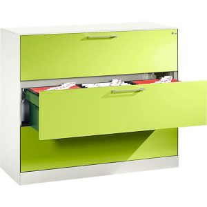 Hängeregistraturschrank ASISTO C 3000, 3 Schubladen, 3-bahnig, B 1200 mm, weiß/viridingrün Hängeregistraturschrank ASISTO C 3000, 3 Schubladen, 3-bahnig, B 1200 mm, weiß/viridingrün