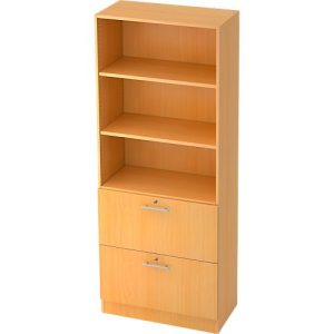 Hängeregistraturschrank JENA, 5 OH, B 800 mm, 2 Schubladen, abschließbar, Buche-Dekor