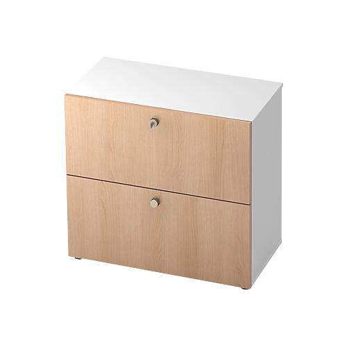 Hängeregistraturschrank TOPAS LINE, 2 Ordnerhöhen, mit Vollauszug, weiß/Eiche-Dekor