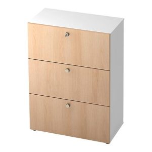 Hängeregistraturschrank TOPAS LINE, 3 Ordnerhöhen, mit Vollauszug, weiß-Eiche/Dekor