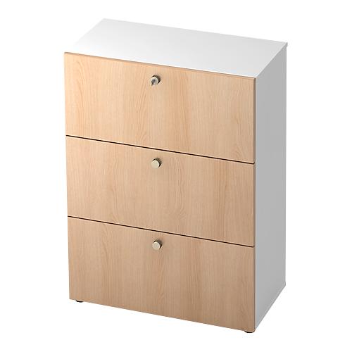 Hängeregistraturschrank TOPAS LINE, 3 Ordnerhöhen, mit Vollauszug, weiß-Eiche/Dekor