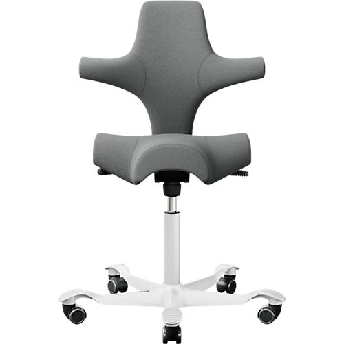 HÅG Capisco 8106 Bürostuhl, höhen- und tiefenverstellbar, Aluminium-Fußkreuz, Hartrollen, Schaumstoff, dunkelgrau/weiß