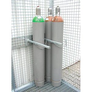 Haltevorrichtung für 3 Gasflaschen, Tragfähigkeit 150 kg Haltevorrichtung für 3 Gasflaschen, Tragfähigkeit 150 kg