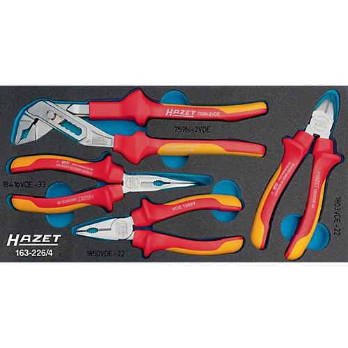 HAZET Werkzeugmodul 163-226/4, Zangensatz 4-teilig, schutzisoliert, B 342 x T 172 mm