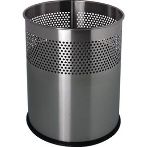 HELIT Papierkorb rund 15L, Edelstahl silber, H 321 x Ø 255 mm, luftdurchlässiges Lochraster HELIT Papierkorb rund 15L, Edelstahl silber, H 321 x Ø 255 mm, luftdurchlässiges Lochraster