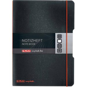 Herlitz Notizbuch my.book, Format DIN A4, Kunststoff, 2 x 40 Blätter kariert/liniert, schwarz