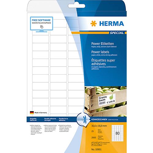 Herma Power-Etiketten Nr. 10901 auf DIN A4-Blättern, 2000 Etiketten, 25 Bogen